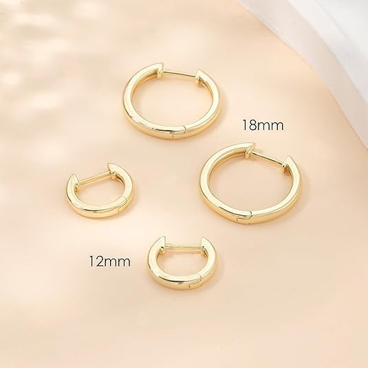 14K Gold Huggie Hoop Earrings for Women - Small Minimalist Earrings