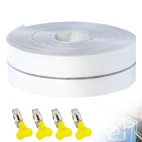 Tuyau Refoulement, Tuyau Plat 38mm x 10m Avec 4Clips Pompes à Eau Submersibles Et Autres Bassin De Drainage Irrigation De Jardin Bain à Remous Piscine Ou Puisard