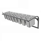 Estación de cocina de acero inoxidable para cocina, restaurante, despensa, juego de recipientes para bufé, para salsas, frutas e ingredientes (83 x 25 x 23 cm)