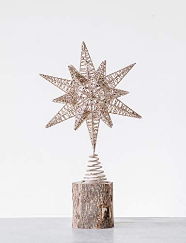 Creative Co-Op Multidimensional Star Tree Topper With Gold Glitter Metal Ornaments #TOP1