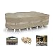 Premium Tight Weave Oval Patio Set Covers 120"L x 86"W fits rectangle table with swivel chair or chair in the end, Center hole for umbrella