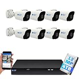 GW Security 16 Channel NVR UltraHD 12MP 6K Face/Human/Vehicle Detection PoE Security Camera System with 8 x 12MP IP Microphone Smart AI Bullet Cameras, Color Night Vision, Outdoor/Indoor Camera