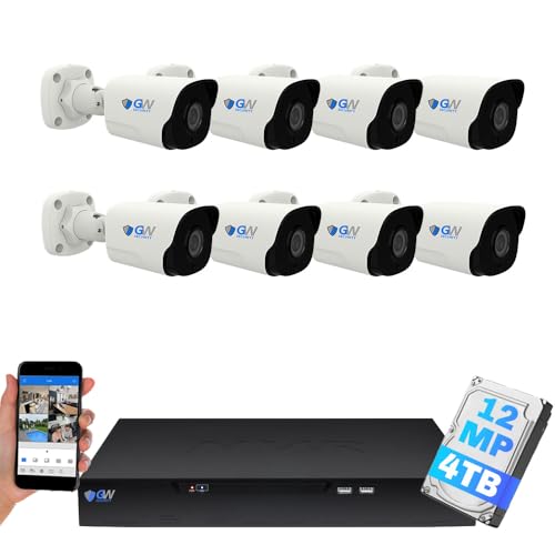 Image of GW Security 16 Channel NVR UltraHD 12MP 6K Face /Human /Vehicle Detection PoE Security Camera System with 8 x 12MP IP Microphone Smart AI Bullet Cameras, Color Night Vision, Outdoor /Indoor Camera