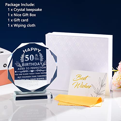 Ywhl 50Th Birthday Gifts For Women Men Unique 50 Years Old Birthday Gifts Laser Engraving Glass Plaque Keepsake For Dad Mom 50Th Birthday Gifts Ideas For Uncle Aunt Friends #TOP6