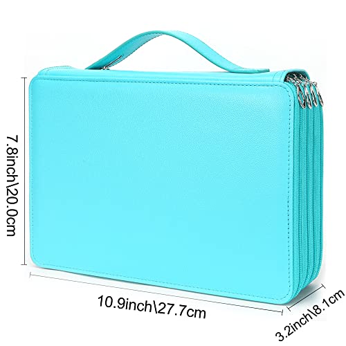 Image of Vomgomfom 200 Slots Pencil Case 4-Layer PU Leather, Handle, Solid Green