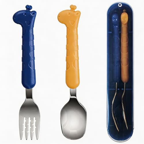 Toddler Utensils Set 304 Stainless Steel Kids Fork and Spoon with Case