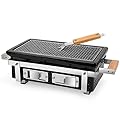 Onlyfire Charcoal BBQ Grill Hibachi Grill with Grid Lifter, Rectangular Portable Grill with Stainless Steel Griill Grate, BBQ Grill for Outdoor Camping Picnic Patio Backyard Cooking, 16 x 9 Inch Black