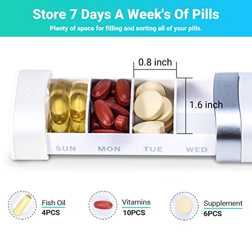 7 Day Pill Organizer, Cute Weekly Pill Cases Box For Travel, 7 Day Pill Container Dispenser Holder Portable Design To Hold Daily Medicine Vitamins And Medication #TOP2
