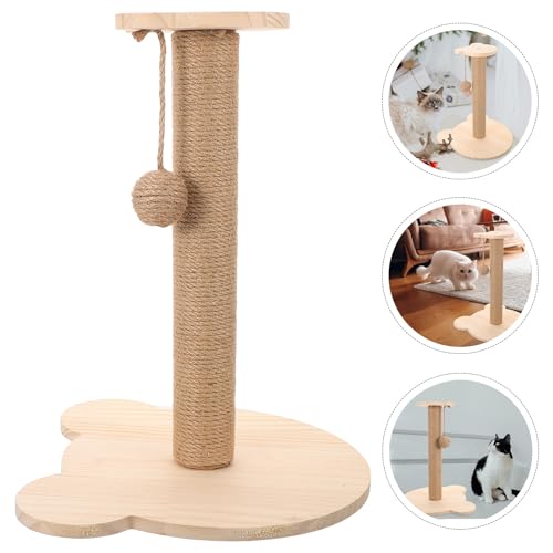 Rascador para gatos Beige con base de madera y sisal miniatura 7
