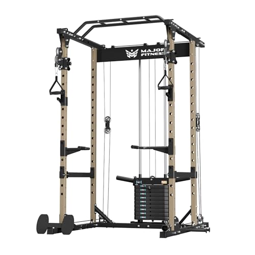 Image of MAJOR FITNESS Power Cage Drone1 Premium- Multi-Function Power Rack for Home Gym, Squat Rack with Pull-up Bar, Cable Crossover System, J-Hooks, for Strength Training, Heavy-Duty Steel Construction