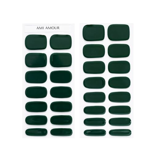 Semi Cured Gel Nail Strips Stickers Wraps | UV Nail Polish that Pops in Color (You're So Pine) for Women & Short Nails & Long Nails (Ami Amour)