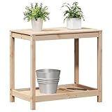 Homvdxl Pflanztisch mit 2 Etagen, Gartentisch, 82,5 x 50 x 75 cm, Pflanzbank aus Holz, einfache...