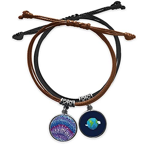 Pulsera de cuero Tierra con cuerda ajustable y motivo de ciencia celular