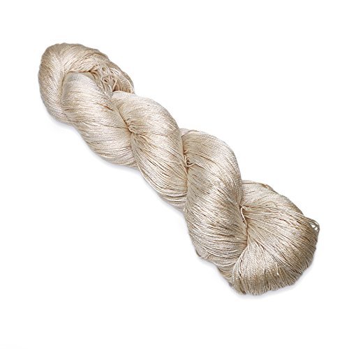 Revolution Fibers Mulberry Silk Lace Yarn, 100% Pure Off-White (Undyed) Lace Weight Skein Silk 20/2, Can Be Dyed, 100 Grams - 1000 Yards Per Hank, Weaving, Crafting, Crochet, Knitting (1-Pack) #TOP1