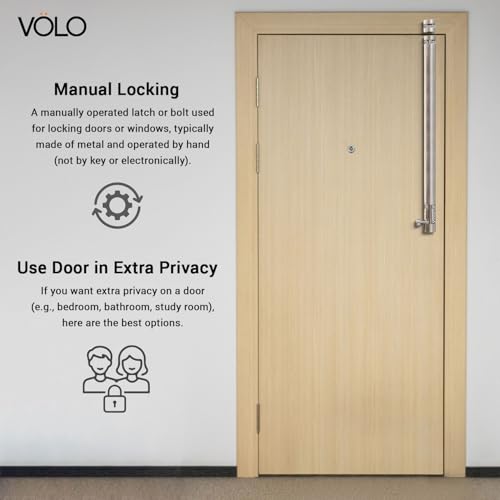 Image of VOLO Aluminium Tower Bolt with Stainless Steel Rod - Heavy Duty Door & Window Latch for Home and Office | Main Door Tower Bolt | Kundi /Chitakini | Pack of 2 Pieces (Silver, 18 Inch)