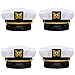 Bottles N Bags Nautical Captain White Sailor Hat (4 Pack) Captain's Hats are A Great Family Cruise Accessory for Men, Women, Teens, Kids ● Black & White Yacht Hat Set for Parties