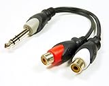 Philmore 6.35mm 1/4' Stereo Male to Dual RCA Female Y Audio Adapter Cable, 6', 44-215