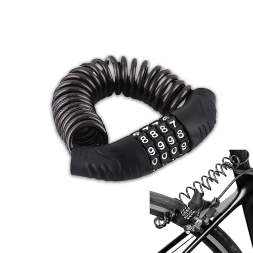 CALLYSONIC - 150cm Fahrradschloss Kinder, Zahlenschloss Fahrrad, Bike Lock, Fahrradschloss Hohe Sicherheit, Helmschloss Motorrad für Motorradhelm, Fahrradhelm, Kinderwagen, Snowboardschloss (schwarz-1)