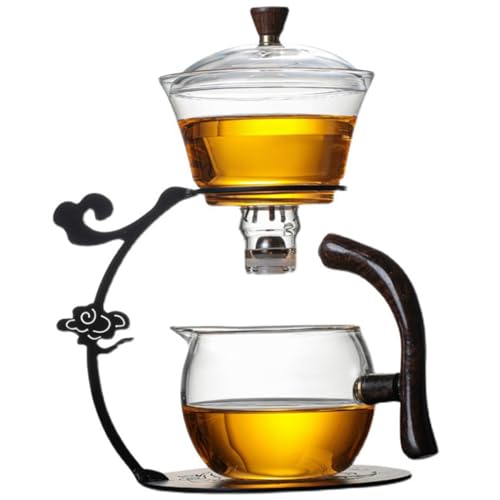 T-teiera in vetro semi automatico, teiera magnetica resistente al calore con filtro in acciaio inossidabile e maniglia anti-scaldamento, set di tè semi automatico kungfu