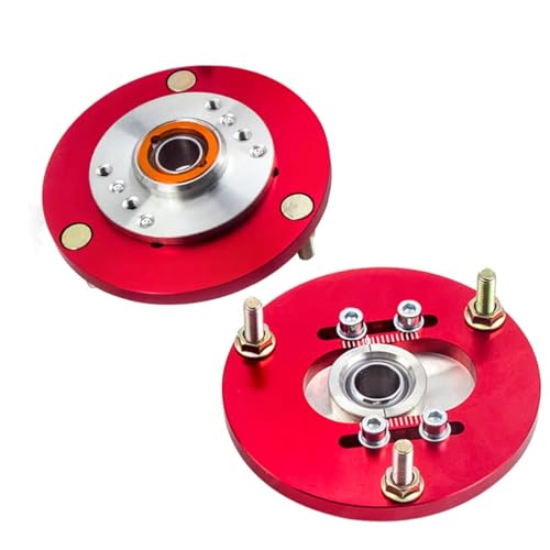 Suspensión De Muelle Compatible con para 318i 318is 318ic 323i 323ic 323is 325i 325is 325ic 328i 328is 328ic M3 Par Delantero Coilover Pillow Ball Camber Plates Montaje Superior(Red)