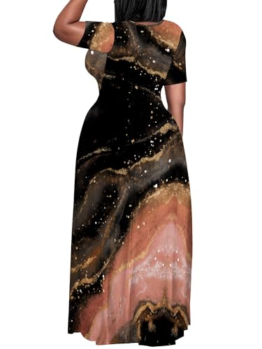 Image of SUZONANA Plus Size Dresses for Women Summer Casual Maxi Dress Short Sleeve Loose Vacation Dress