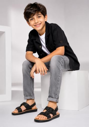 Image of Like Style Kids Sandals, Black with Gold-Tone Buckles