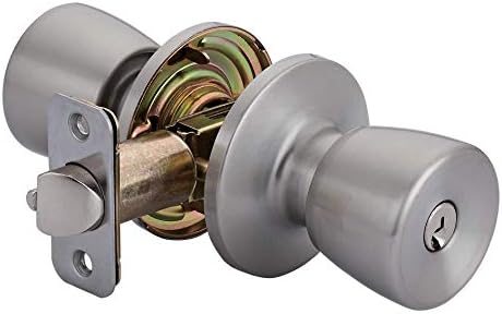 Amazon Com Amazon Basics Tulip Door Knob With Lock Entry Satin Nickel Amazon Com Amazon Basics Tulip Door Knob With Lock Entry Satin Nickel