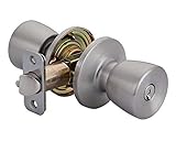 AmazonBasics Tulip Door Knob With Lock, Entry, Satin Nickel