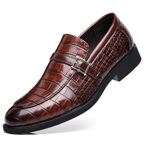 Men's Dress Crocodile Print Slip-on Classic Leather Loafers Casual Oxford Shoes