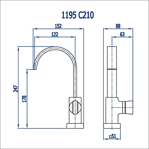 Torneira Banheiro Bica Alta Preto Fosco Prima 210 Fani