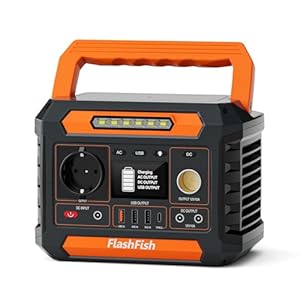 FlashFish P66 Draagbaar powerstation 230 W, 88 uur, zonne-generator 300 W (piekvermogen: 600 W) met 2 DC-aansluitingen, 4 USB-aansluitingen, ledverlichting, noodstroomaggregaat accu voor camping