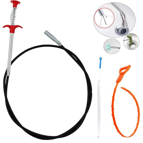 Norhogo Spülbecken-Reinigungshaken, 3-teiliges Set für verstopfte und verstopfte Abflüsse, Spülbecken und Duschen