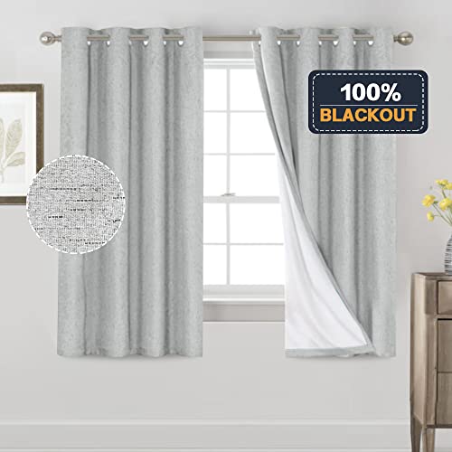 Image of PrinceDeco Blackout Curtains 63 Inch Length Short Blackout Curtains 2 Panels Sets for Bedroom Living Room Room Darkening Curtains Linen Texture Drapes for Windows, 52 inch W x 63 inch L,Glacier Grey