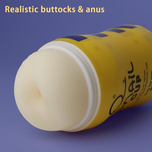 Image of 2-in-1 Dual-Ended Male Masturbator，Masturbation Cup, Male masterburbater，Penis Stroker, Pussy Sex, Oral Sex,Anal Sex 3 Mode Male Sex Toys (Orange)