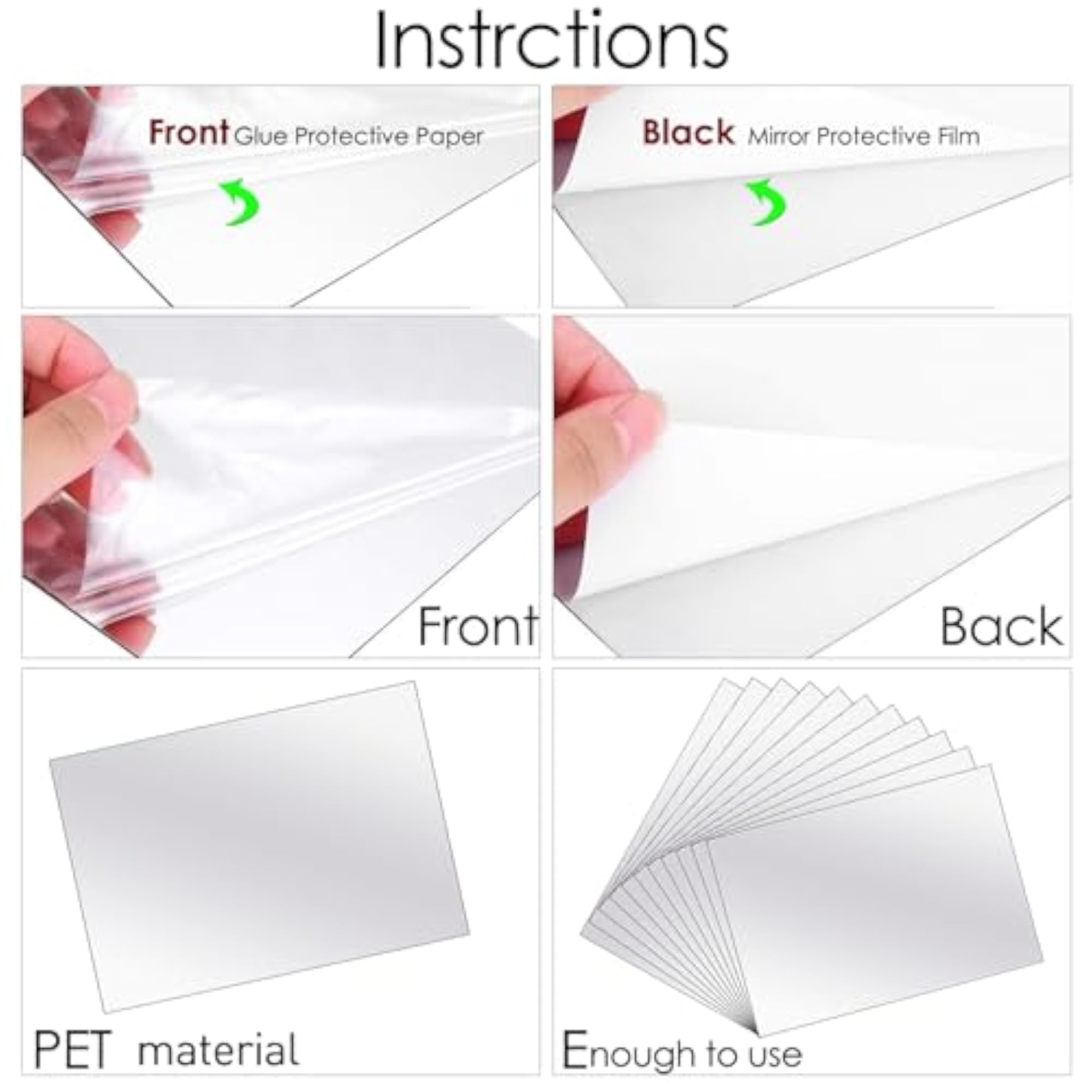 20 Pcs Home Gym Mirror Sheets for DIY Craft Decoration