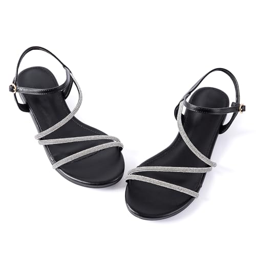 Image of Mtzyoa Women Flat Sandals Dressy Strappy Gladiator Summer Ankle Strap Nude Open Toe Comfortable Wedding Casual Leather Ladies Party Trendy Vacation