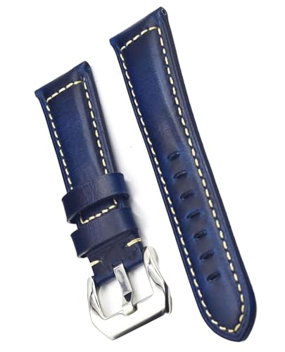 Sangle en cuir de cire d'huile vintage bracelet montre type Panerai boucle argentée accessoires