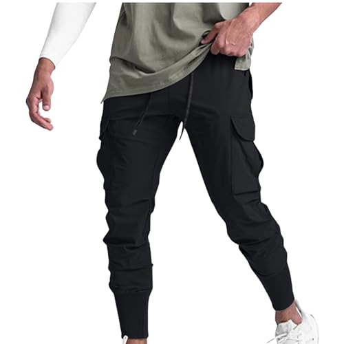 Mens Lightweight Cargo Joggers Tapered Athletic Hiking Pant Sports Running Quick Dry Sweatpant for Training Workout