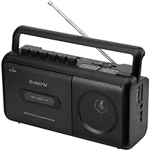 G Keni Portable Cassette Tape Player Recorder, AM/FM Radio Cassette Player with Built in Speaker, Headphone Jack, AC or Battery Operated Tape Player, Black