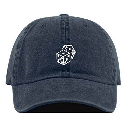 Gambling Dice Embroidered Dad Cap, Cotton, Adjustable, Navy