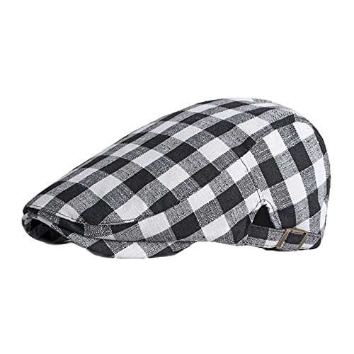 Adjustable Mens Newsboy Hat Colorful Striped Plaid Ivy Newsboy Cap For Women Driving Cotton Gatsby Hat All Seasons Red #TOP1