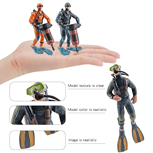 Realistic Ocean Adventure Team People Toy Playset Underwater Adventure Figure Model Toy Scuba Diver Toy Figures Undersea Scene Cognitive Toys For Kids 3 4 5 6 Years Old Boys And Girls 4Pcs #TOP3