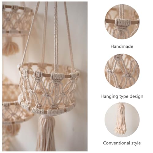 Cesta de cuerda de algodón resistente para almacenamiento doméstico beige 8
