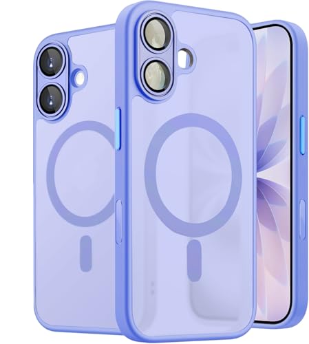 Image of VONZEE Magnetic Case Compatible with iPhone 17, MagSafe Compatible Translucent Matte Shockproof Protective Phone Cover, Full Camera Protection, Slim Anti-Scratch Back Case for Men & Women, Purple