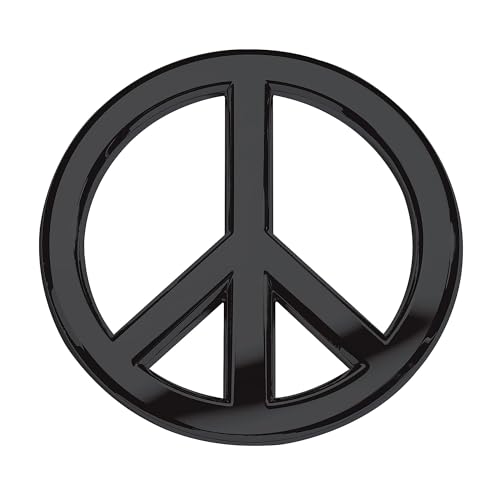 Classic Black Peace Sign Logo - Metal Car Emblem by Revolution Car Badges - Antiwar Peace and Love Symbol - Premium Alternative to Bumper Stickers, Decals, and Magnets (Black Plated Metal)