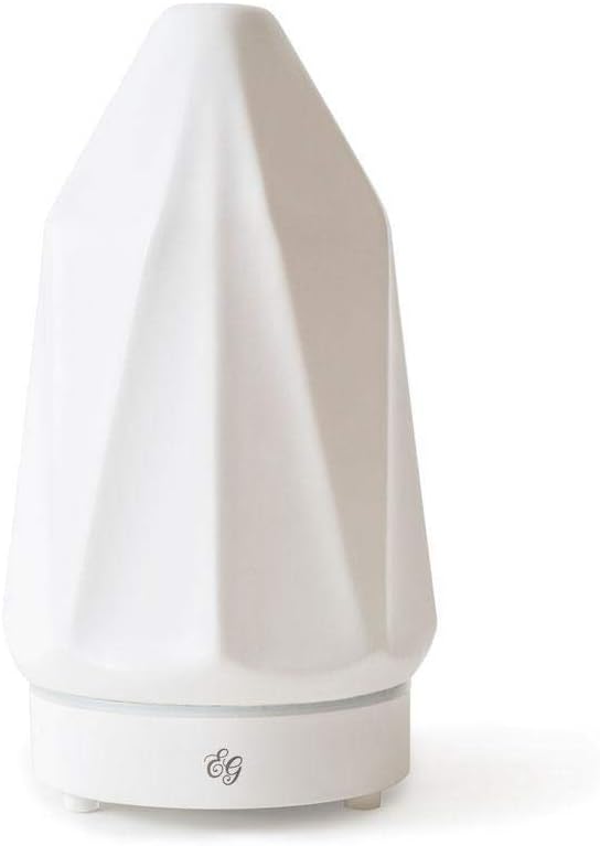 Edens Garden White Diamond Essential Oil Diffuser – Ultrasonic Natural Stone Aromatherapy Device with Auto Shut-Off & Ambient Light – Quiet Mist Humidifier for Home, Office & Spa - White, 90 ml