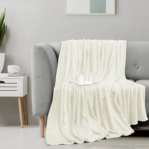 Utopia Bedding Ivory Fleece Blanket Queen Size Lightweight Fuzzy Soft Anti-Static Microfiber Bed Blanket  thumb #5