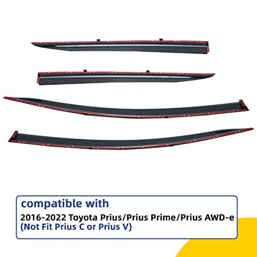 Pldde 4Pcs Smoke Tint Outside Mount Tape On/Clip On Style Pvc Sun Rain Guard Vent Window Visors Compatible With 16-22 Prius/Prius Prime/Prius Awd-E #TOP1
