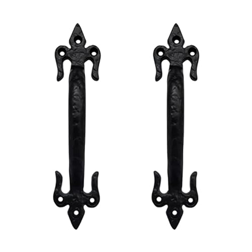 Adonai Hardware Antique Iron Door and Cabinet Pull (7.1 Inch x 2 Pack, Abda, Black Powder Coated)