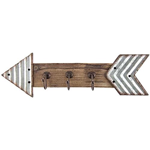 Hobby Lobby Rustic Galvanized Metal & Wood Arrow Triple Hook
